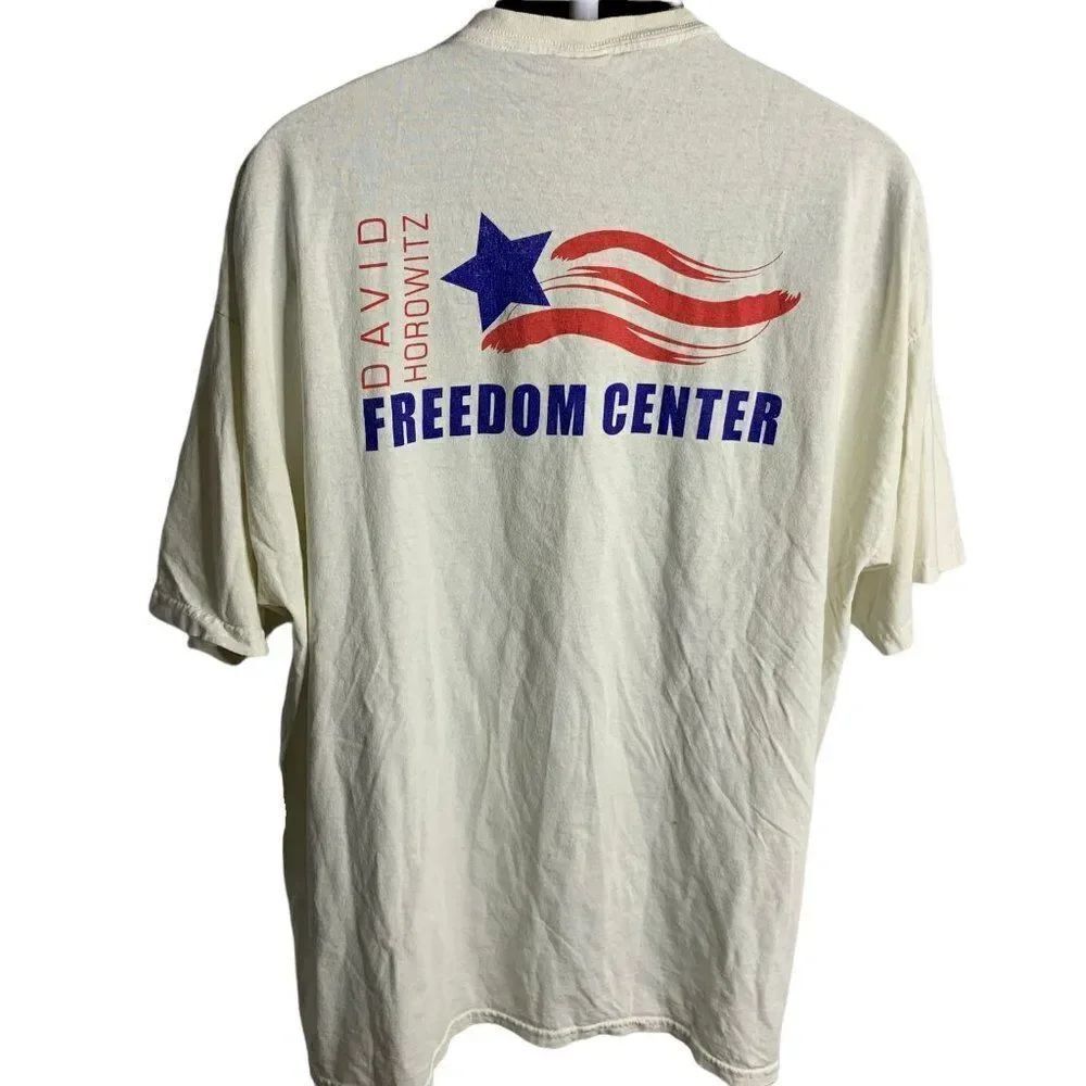 Freedom Center David Horowitz T Shirt 2XL White Crewneck Short Sleeve Pullover